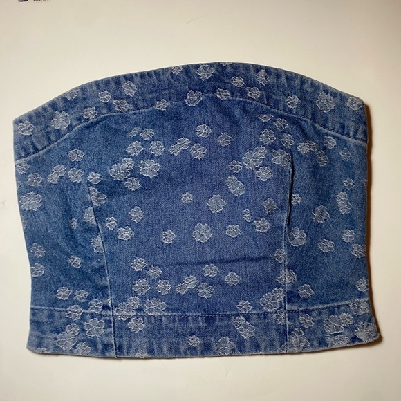 NWT Frigga Jacqaurd Strapless Denim Top - Picture 6 of 12